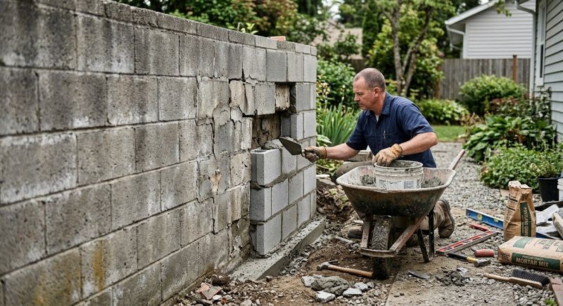Cinder Block Wall Repair in King Of Prussia, PA