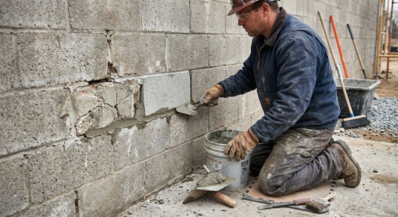 Cinder Block Wall Repair in Media, PA